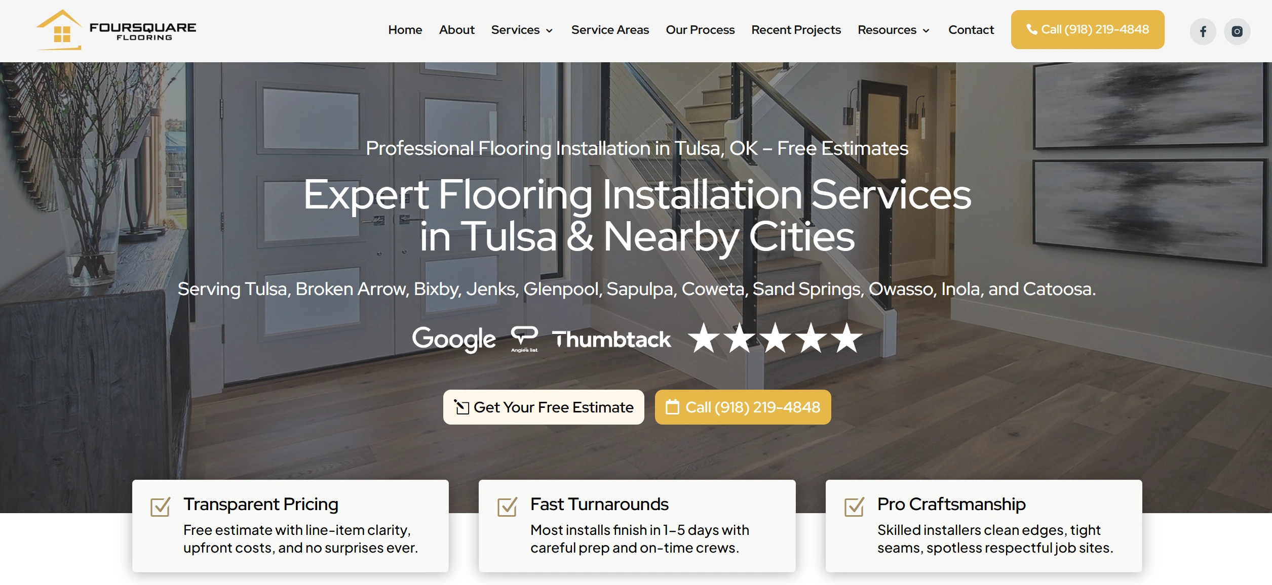 Foursquare Flooring website screenshot