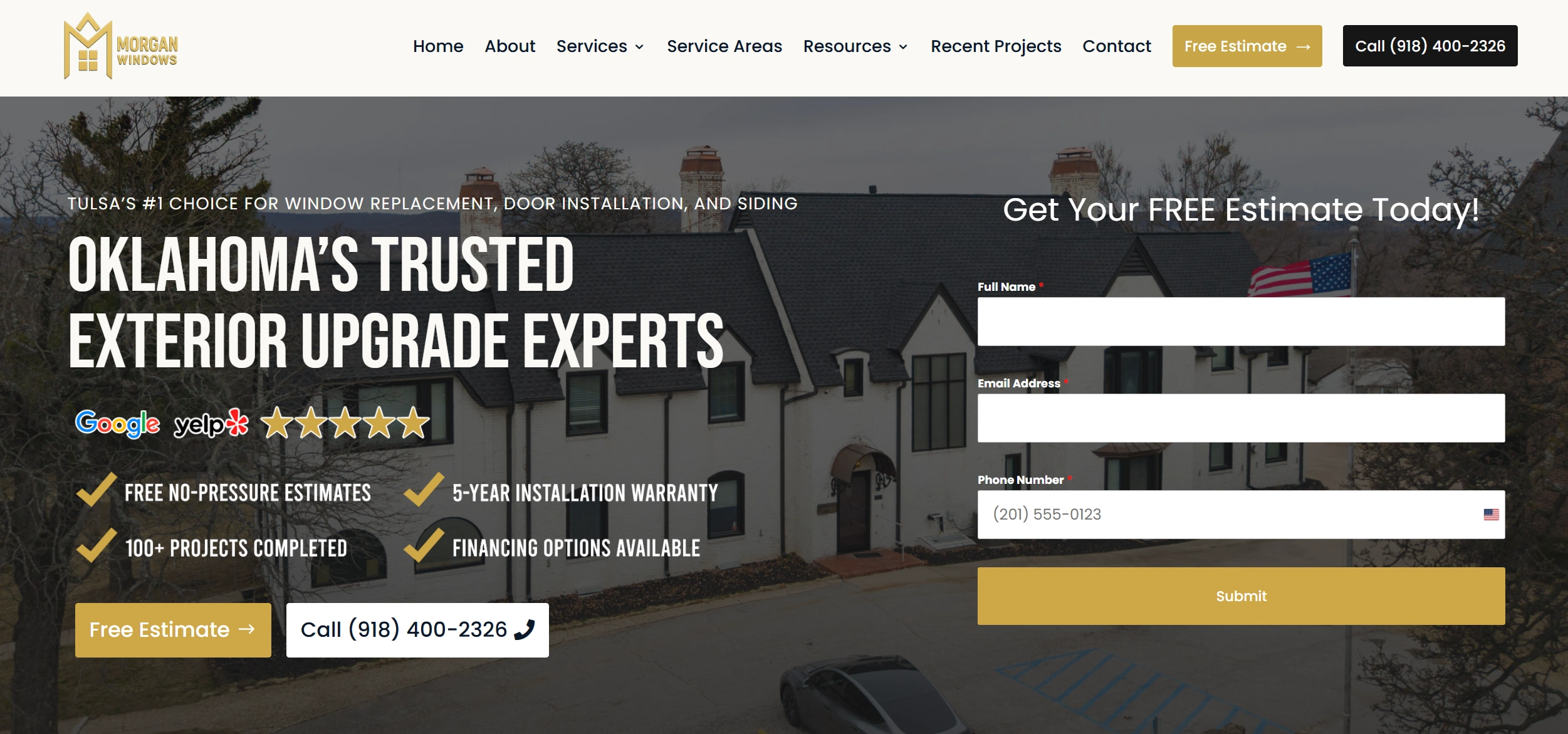Morgan Windows website screenshot